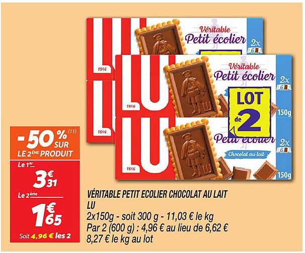 VÉRITABLE PETIT ECOLIER CHOCOLAT AU LAIT LU