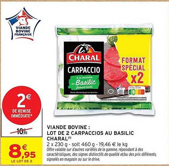 VIANDE BOVINE : LOT DE 2 CARPACCIOS AU BASILIC