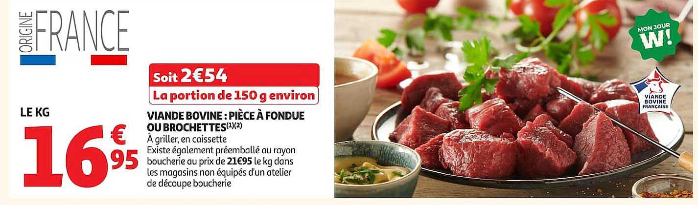 VIANDE BOVINE : PIÈCE À FONDUE OU BROCHETTES