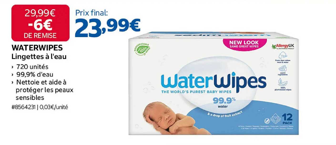WATERWIPES Lingettes à l'eau