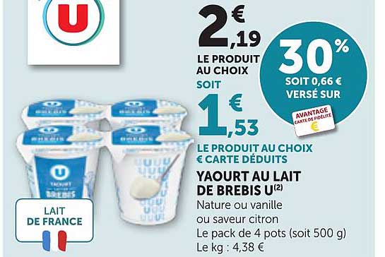 YAOURT AU LAIT DE BREBIS U