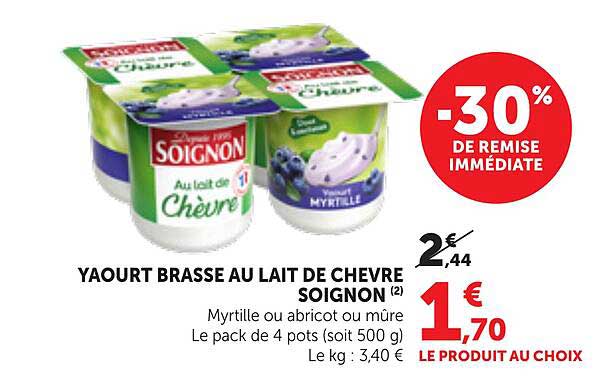 YAOURT BRASSE AU LAIT DE CHEVRE SOIGNON