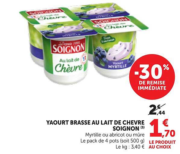 YAOURT BRASSE AU LAIT DE CHEVRE SOIGNON
