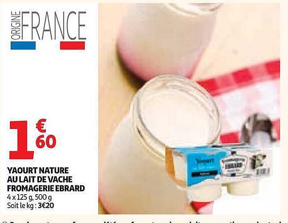 YAOURT NATURE AU LAIT DE VACHE FROMAGERIE EBRARD