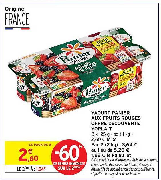 YAOURT PANIER AUX FRUITS ROUGES OFFRE DÉCOUVERTE YOPLAIT