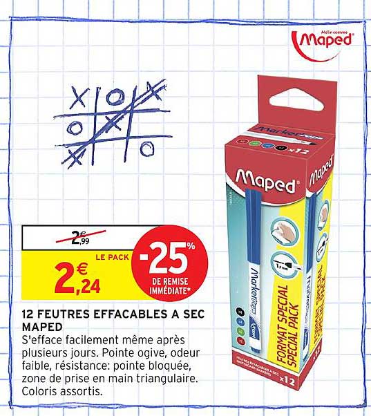 12 FEUTRES EFFACABLES A SEC MAPED