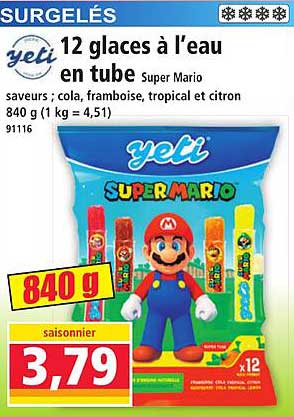 12 glaces à l’eau en tube Super Mario