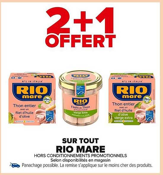2 + 1 offert sur tout Rio Mare