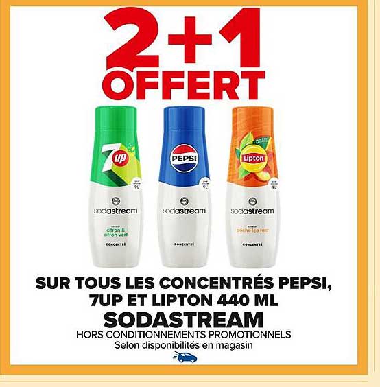 2+1 OFFERT SUR TOUS LES CONCENTRÉS PEPSI, 7UP ET LIPTON 440 ML