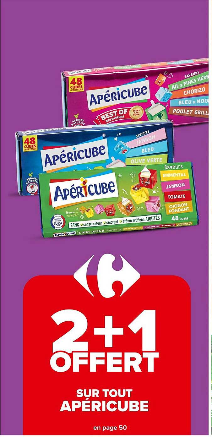 2+1 OFFERT SUR TOUT APÉRICUBE