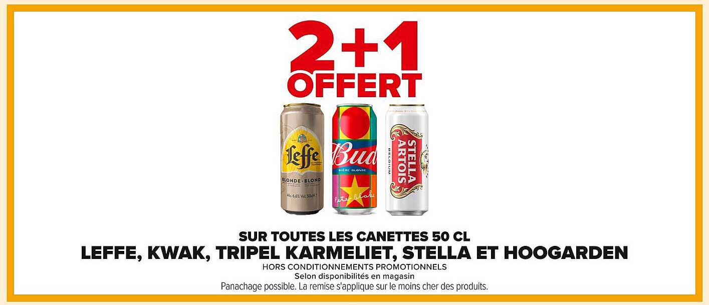 2+1 offert sur toutes les canettes 50 cl
