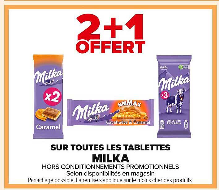2+1 OFFERT SUR TOUTES LES TABLETTES MILKA