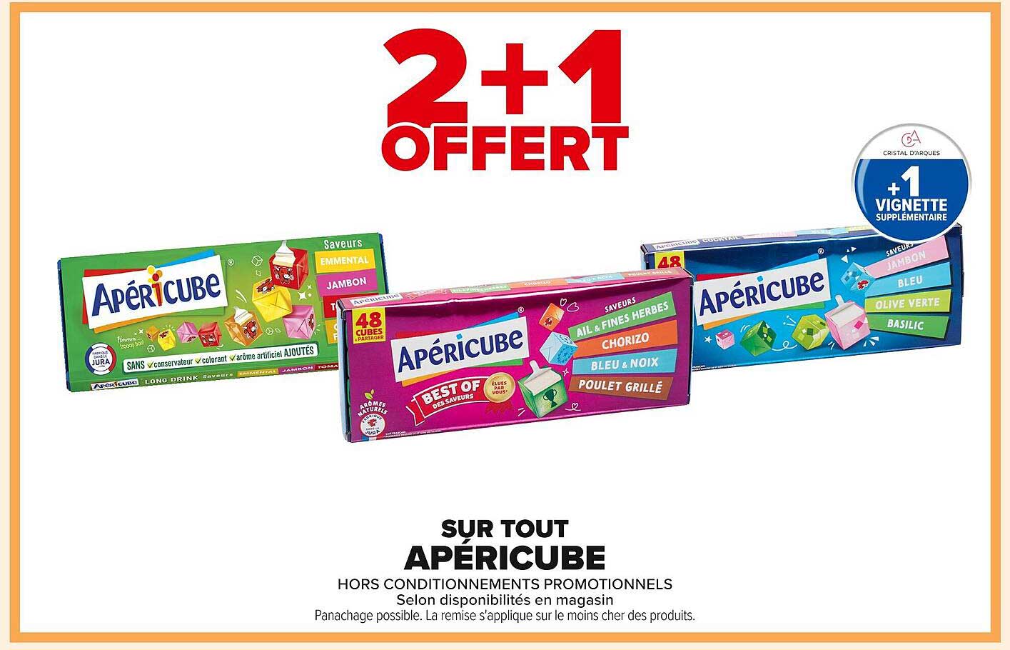 2+1 OFFERTE SUR TOUT APÉRICUBE