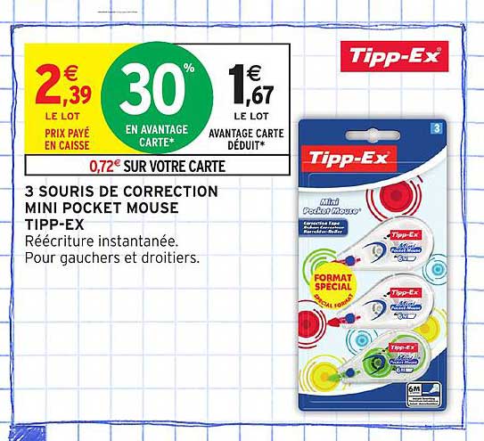 3 SOURIS DE CORRECTION MINI POCKET MOUSE TIPP-EX