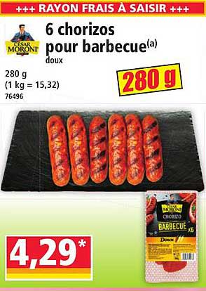 6 chorizos pour barbecue doux
