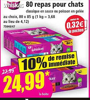 80 repas pour chats classique en sauce ou poisson en gelée