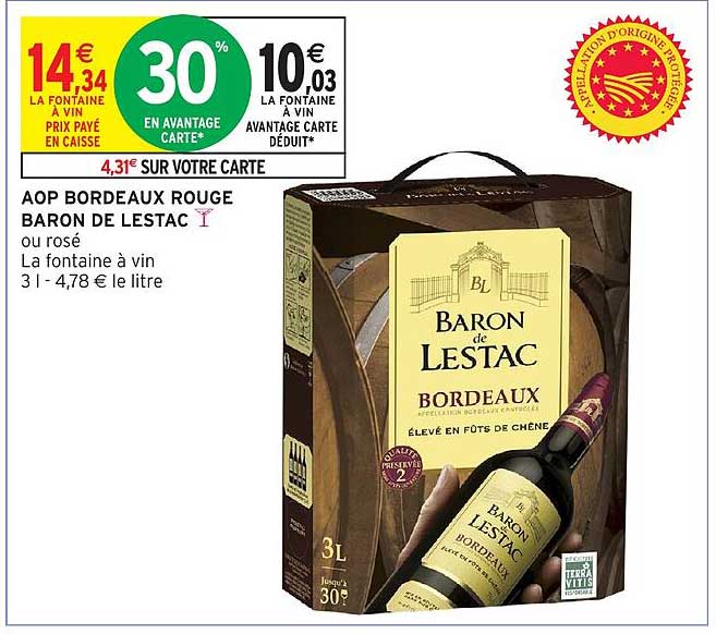 AOP BORDEAUX ROUGE BARON DE LESTAC