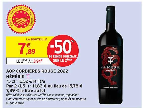 AOP CORBIÈRES ROUGE 2022 HÉRÉSIE