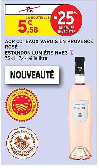 AOP Coteaux Varois en Provence Rosé - Estandon Lumière HVE3