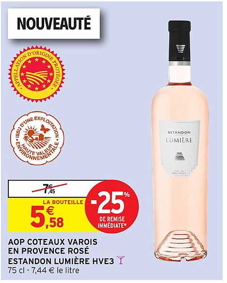 AOP Coteaux Varois en Provence Rosé ESTANDON LUMIÈRE HVE3