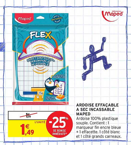 Ardoise effaçable à sec incassable Maped