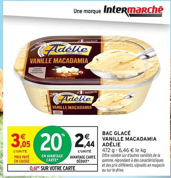 Bac glacé vanille macadamia Adélie