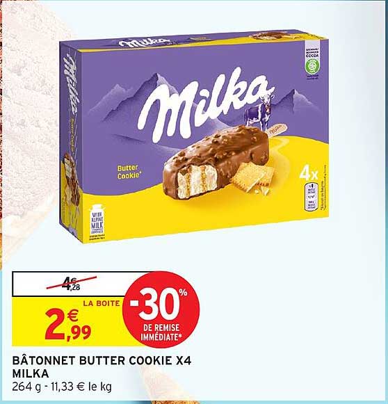 BÂTONNET BUTTER COOKIE X4 MILKA