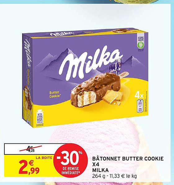 BÂTONNET BUTTER COOKIE X4 MILKA