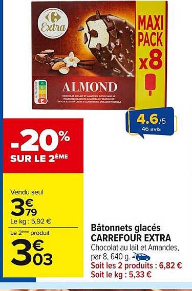 Bâtonnets glacés CARREFOUR EXTRA