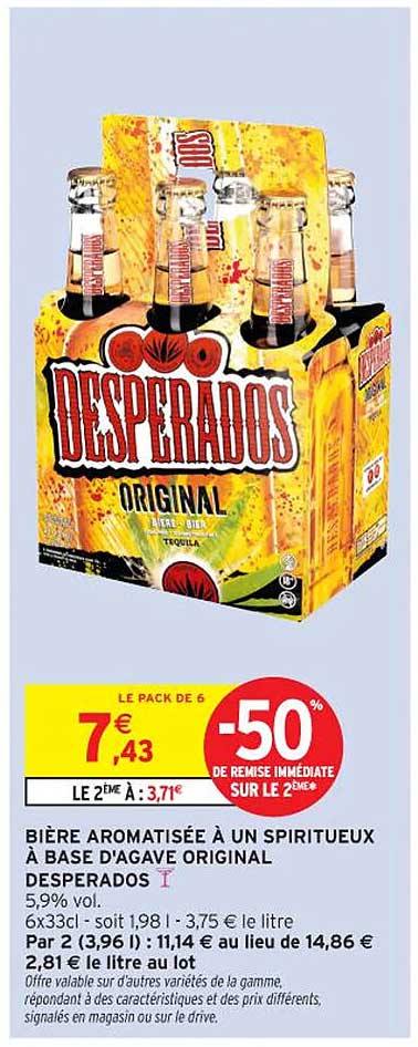 BIÈRE AROMATISÉE À UN SPIRITUEUX À BASE D'AGAVE ORIGINAL DESPERADOS