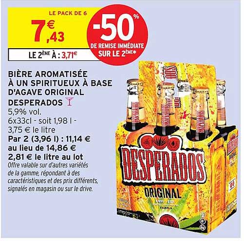 Bière aromatisée à un spiritueux à base d'agave original Desperados