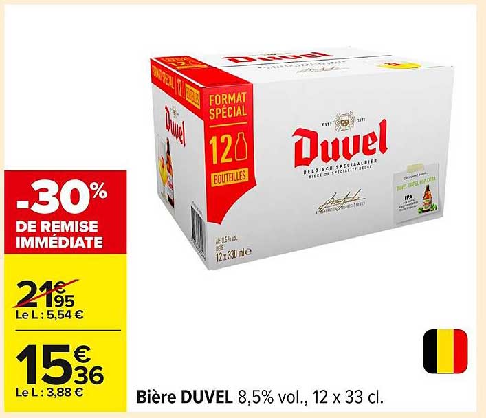 Bière DUVEL 8,5% vol., 12 x 33 cl.