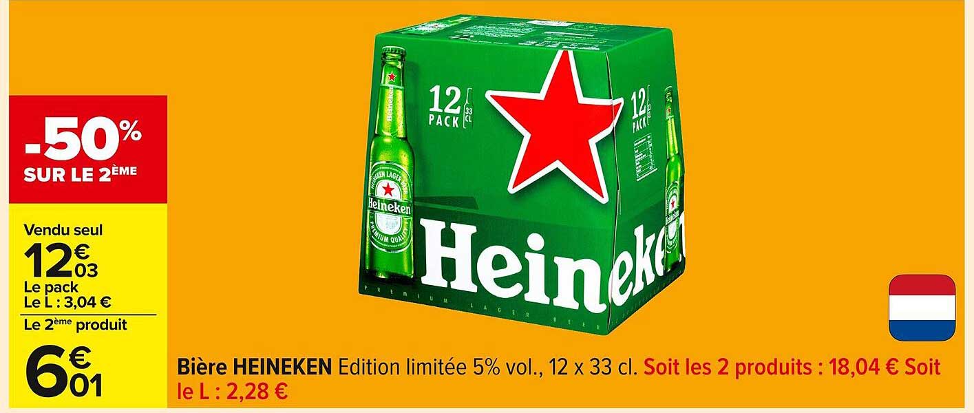 Bière HEINEKEN Edition limitée 5% vol., 12 x 33 cl