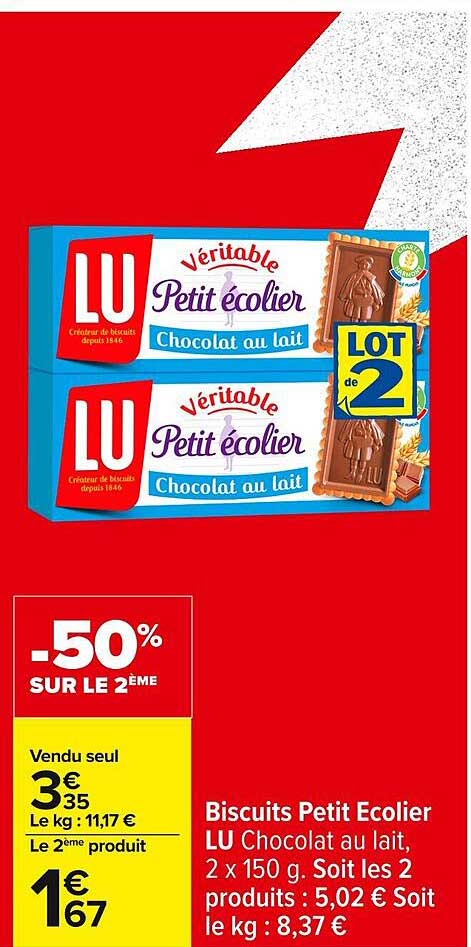 Biscuits Petit Ecolier LU Chocolat au lait
