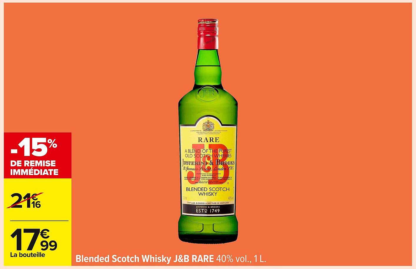 Blended Scotch Whisky J&B RARE 40% vol., 1L.