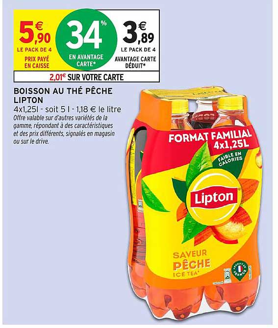 BOISSON AU THÉ PÊCHE LIPTON