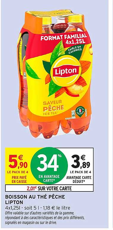 BOISSON AU THÉ PÊCHE LIPTON