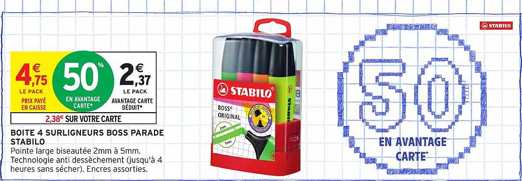 BOITE 4 SURLIGNEURS BOSS PARADE STABILO