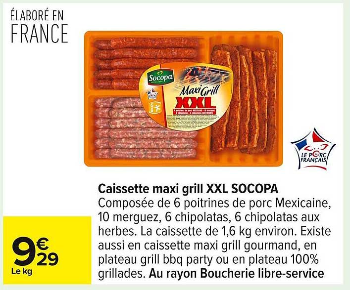 Caissette maxi grill XXL SOCOPA