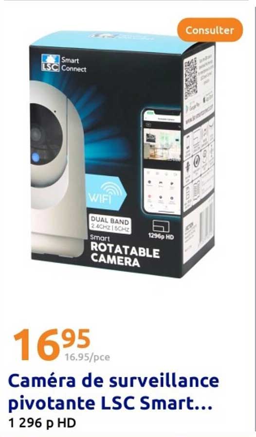 Caméra de surveillance pivotante LSC Smart...