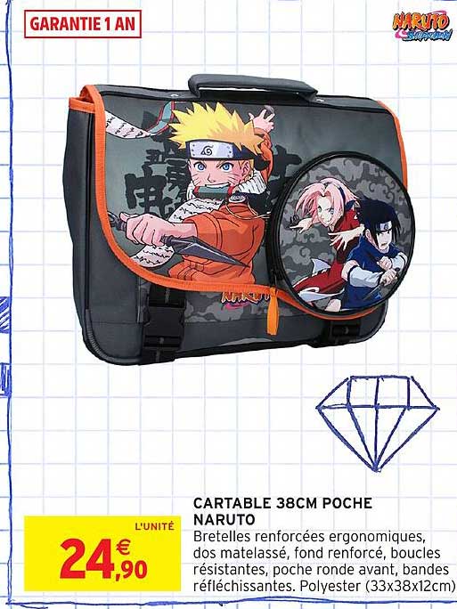 CARTABLE 38CM POCHE NARUTO