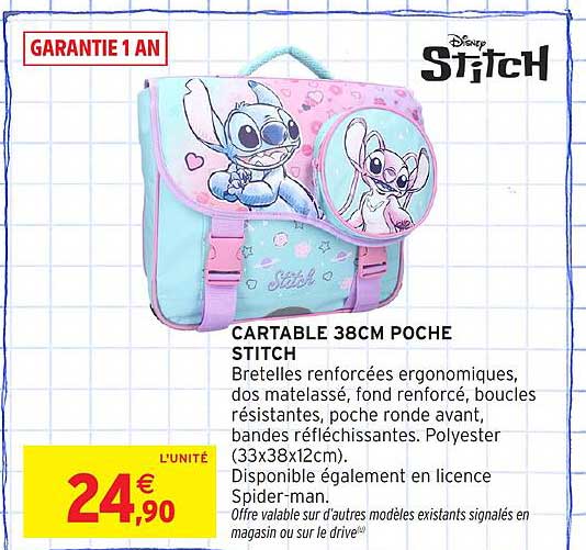 CARTABLE 38CM POCHE STITCH
