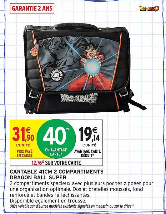 CARTABLE 41CM 2 COMPARTIMENTS DRAGON BALL SUPER