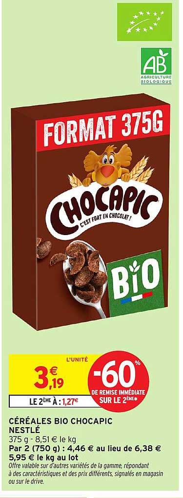 CÉRÉALES BIO CHOCAPIC NESTLÉ