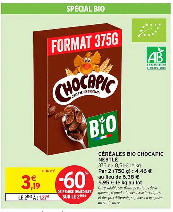CÉRÉALES BIO CHOCAPIC NESTLÉ