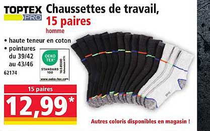 Chaussettes de travail, 15 paires