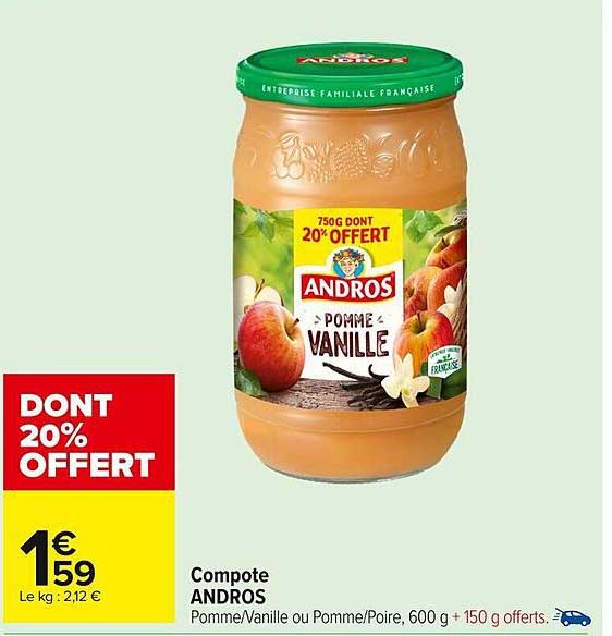 Compote ANDROS Pomme/Vanille
