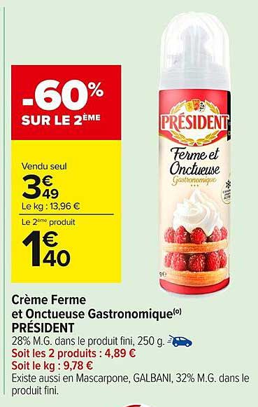 Crème Ferme et Onctueuse Gastronomique PRÉSIDENT
