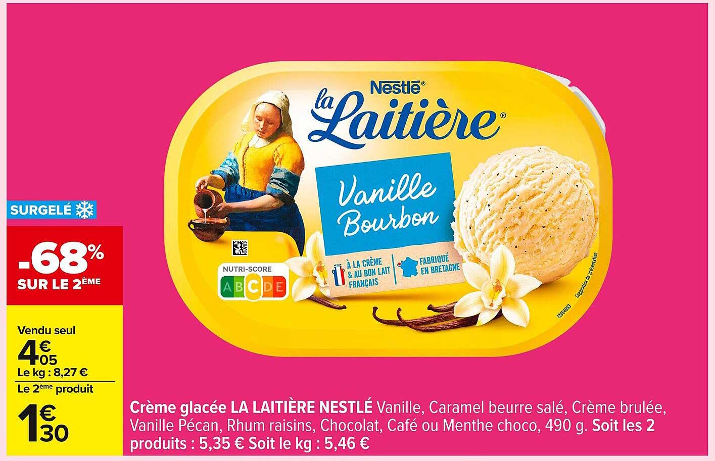 Crème glacée LA LAITIÈRE NESTLÉ Vanille Bourbon