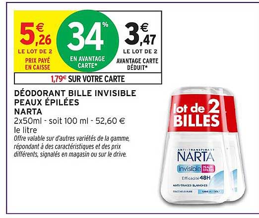 DÉODORANT BILLE INVISIBLE PEAUX ÉPLIES NARTA